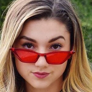 Transparent Red Vintage Small Cat Eye sunglasses